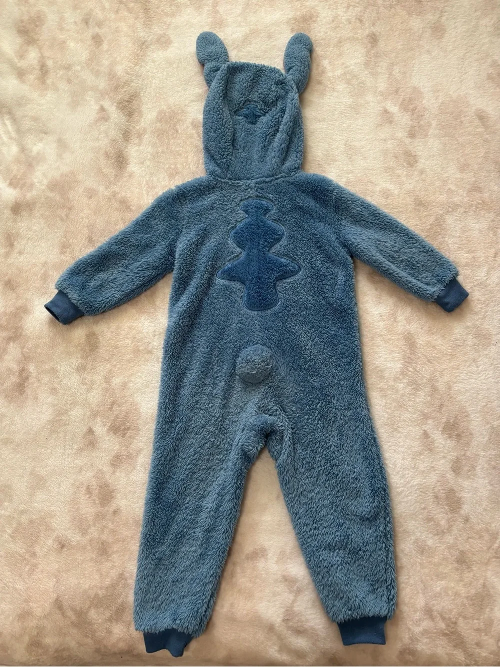 Disney Blue and Mint Stitch Plush Hooded One-Piece Romper